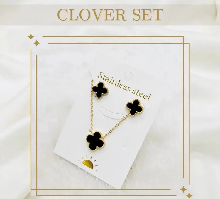 Clover Pendant Necklace for Women&#39;s &amp; Girls Swan Chain Necklace with earrings